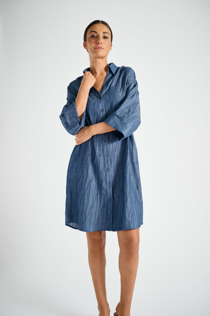 Shirtdress in embroidered denim