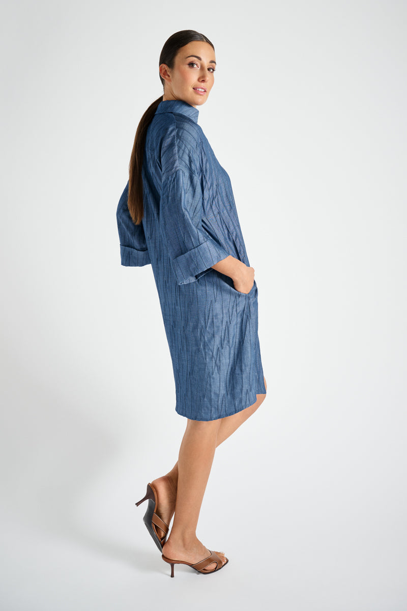 Shirtdress in embroidered denim