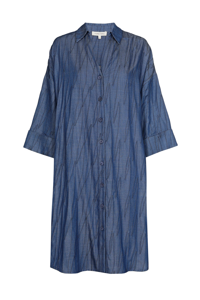 Shirtdress in embroidered denim