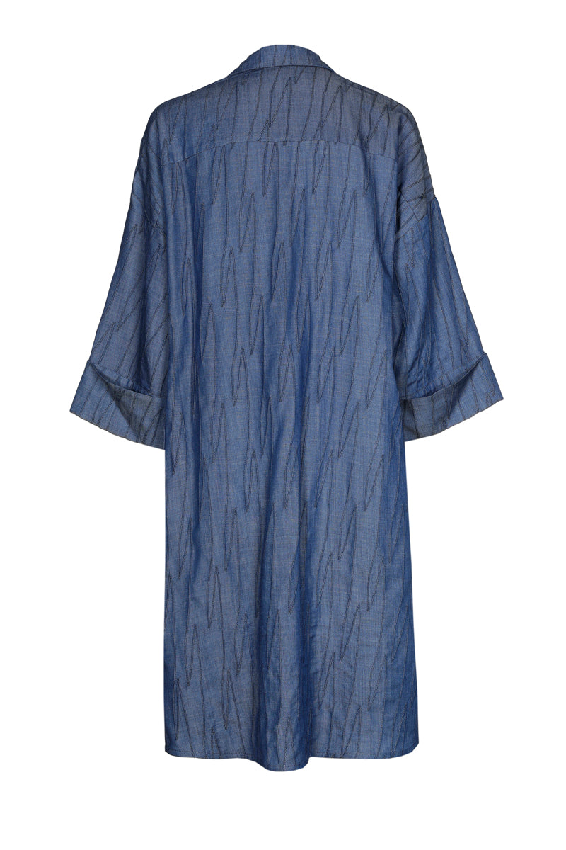 Shirtdress in embroidered denim