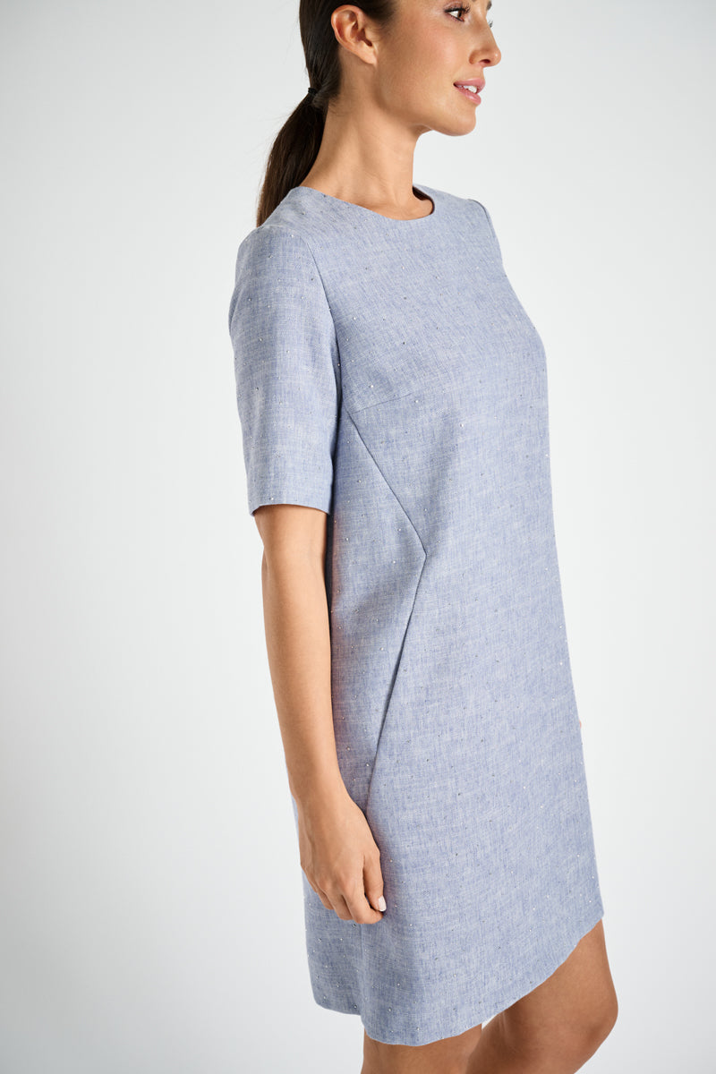 Straight short dress with lurex