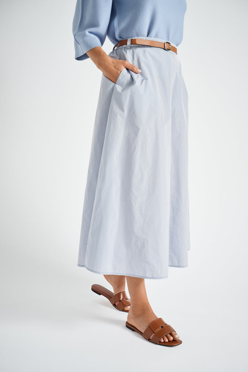 Midi A-line skirt light blue