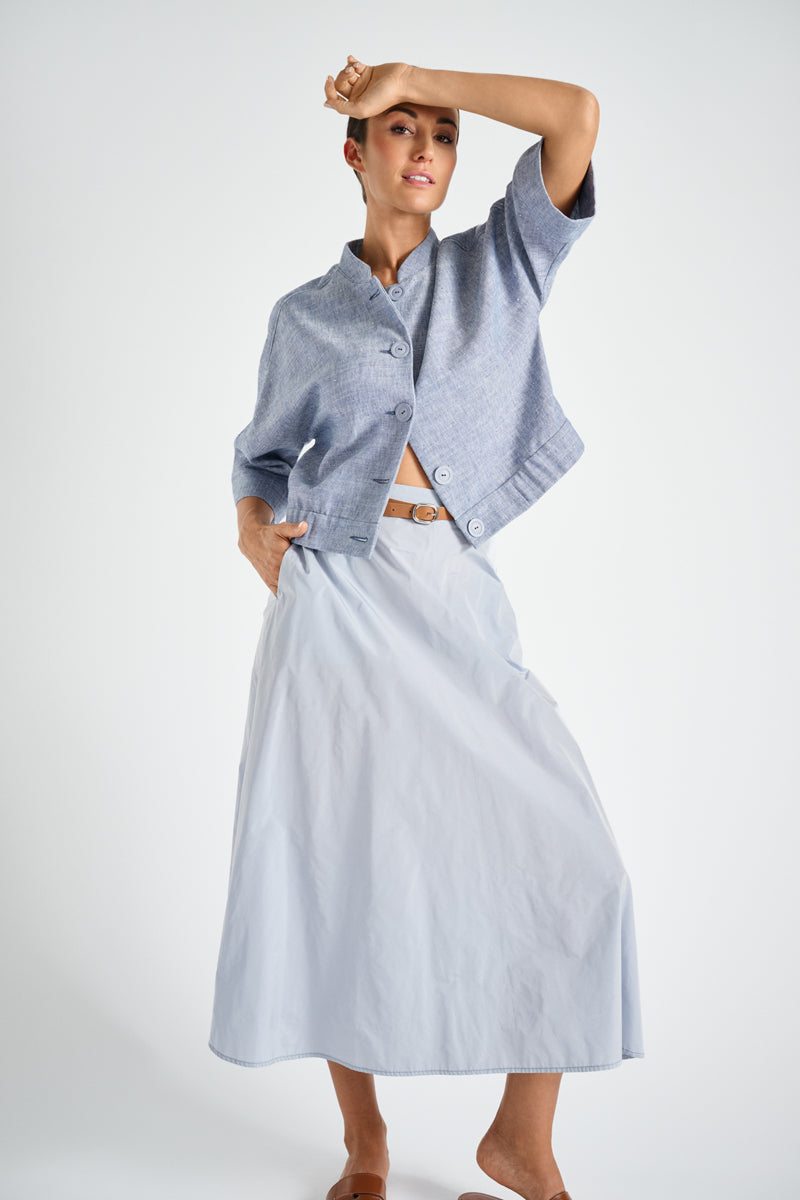 Midi A-line skirt light blue