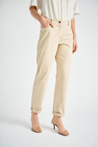 Rechte korte beige five-pocket broek