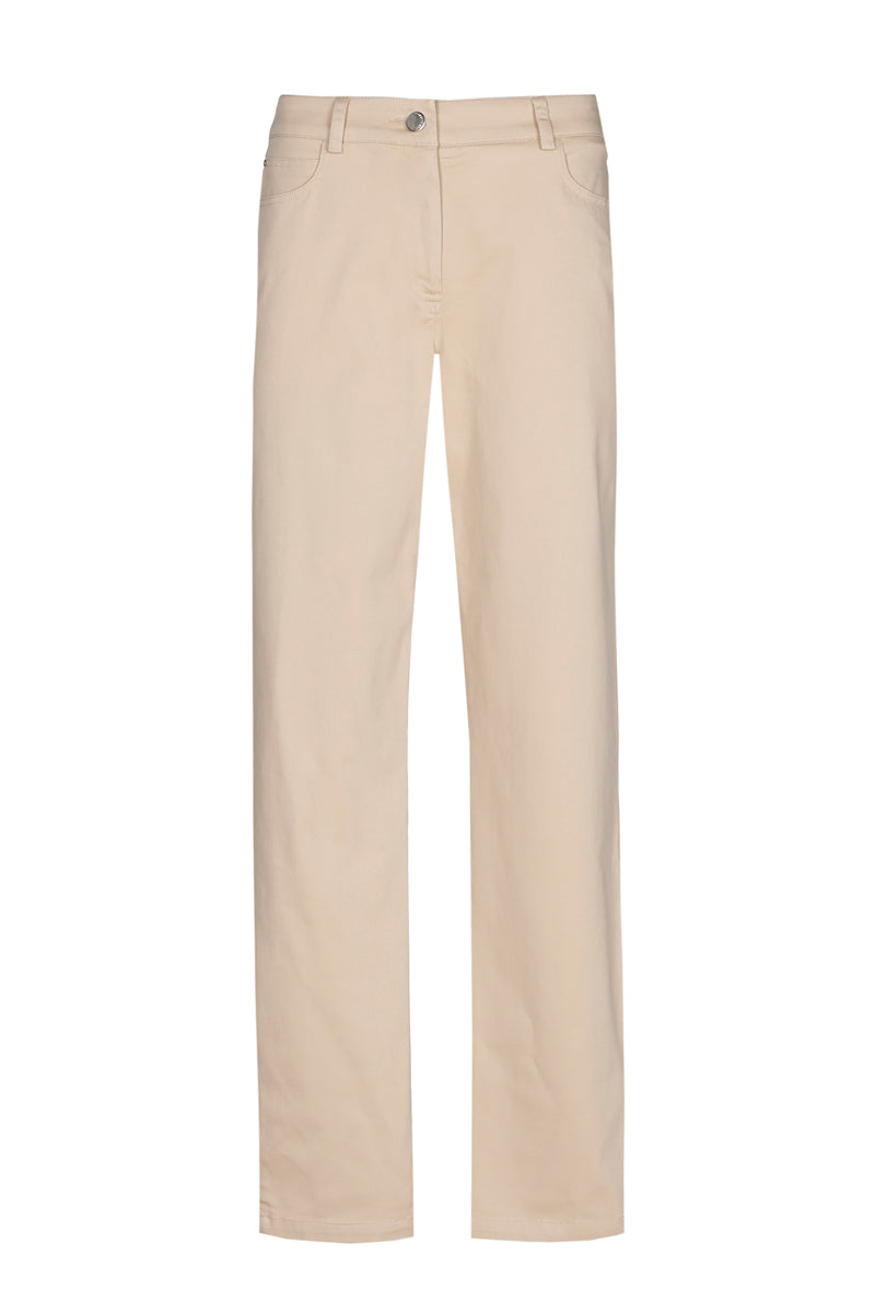 Rechte korte beige five-pocket broek