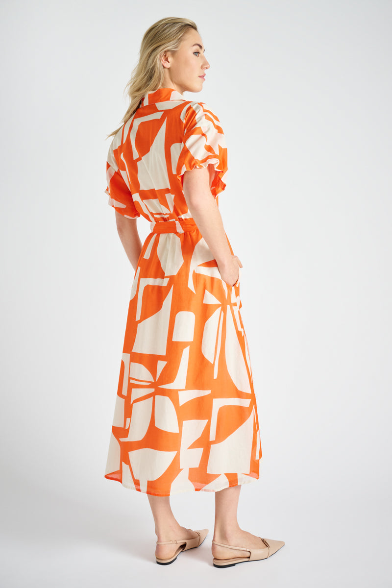 Halflang oranje hemdskleed met print