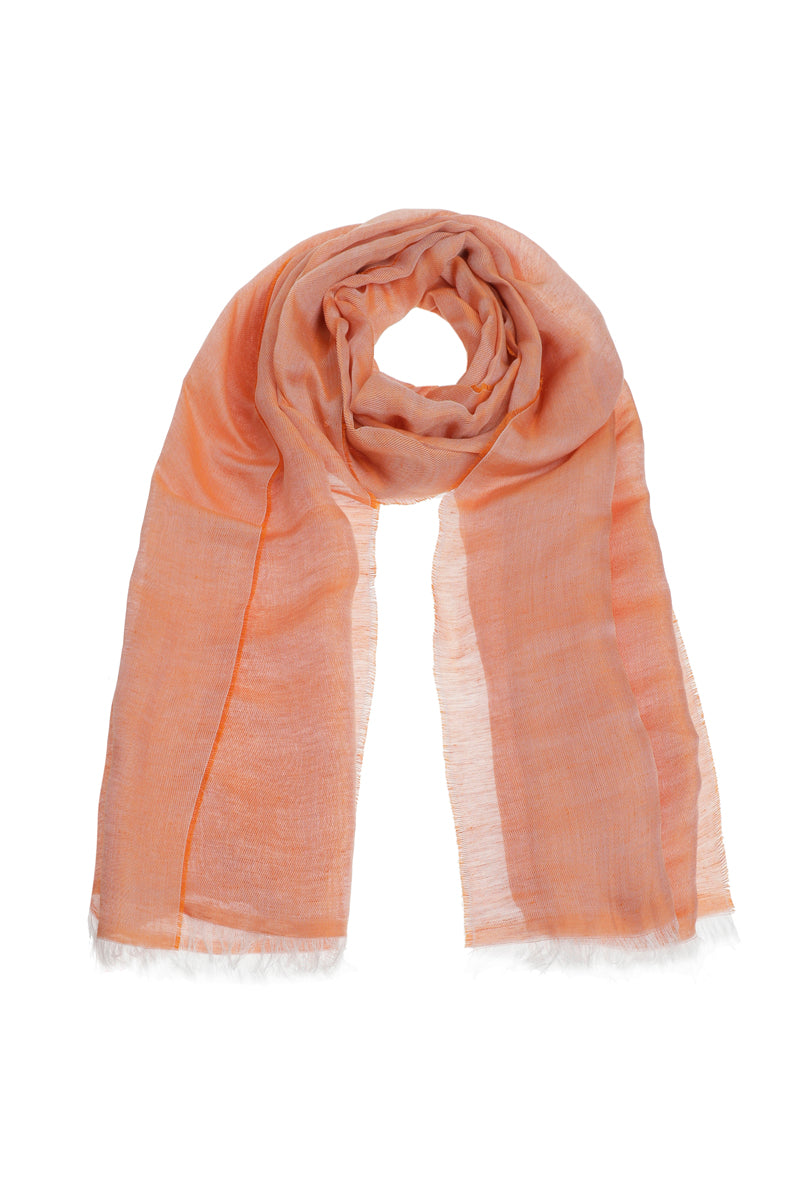 Echarpe unie en lin orange