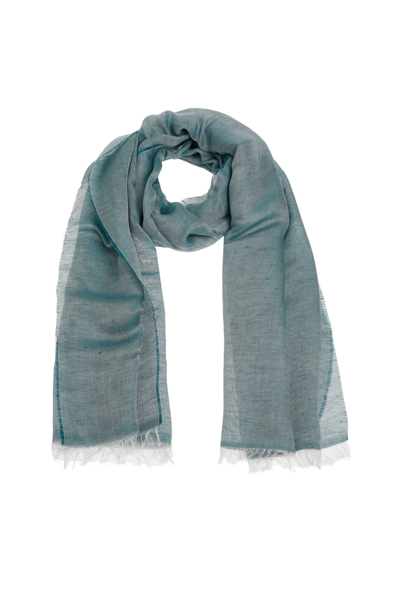 Smaragdgroene effen linnen sjaal