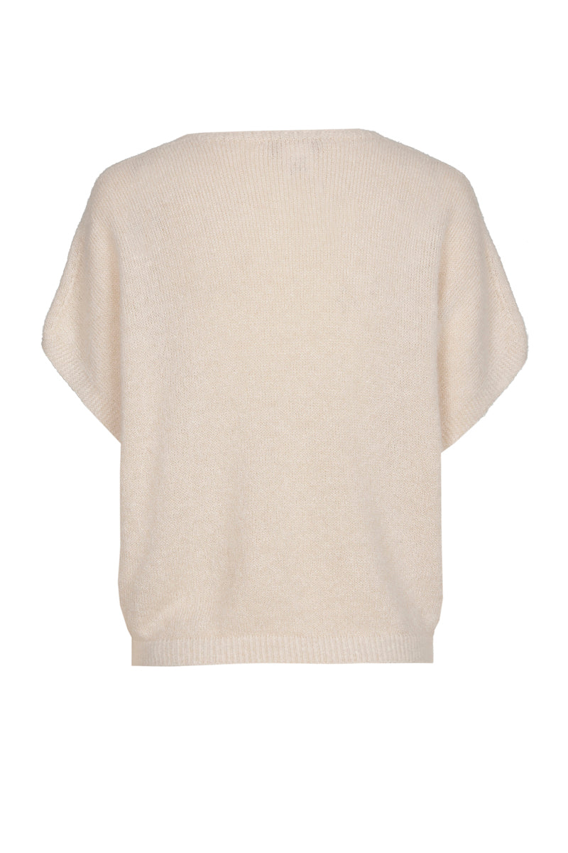 Beige wijde v-hals trui