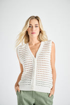 Crochet wit mouwloos cardigan