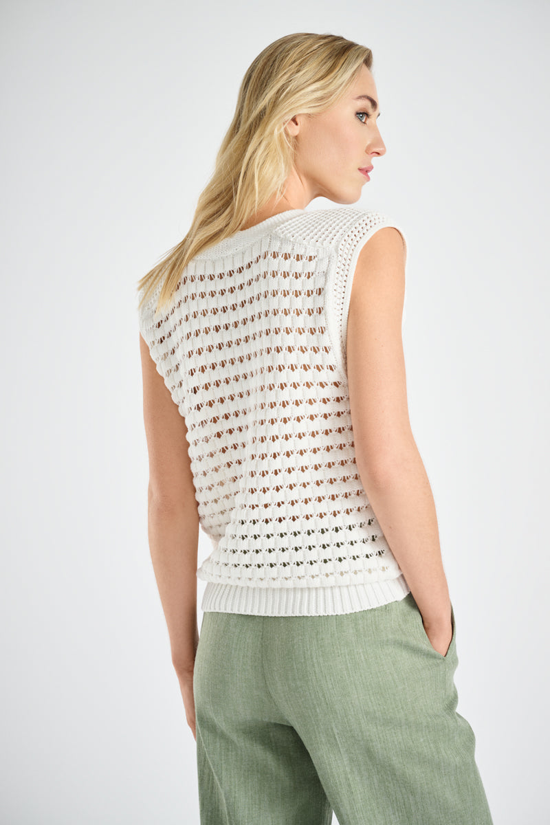 Crochet wit mouwloos cardigan