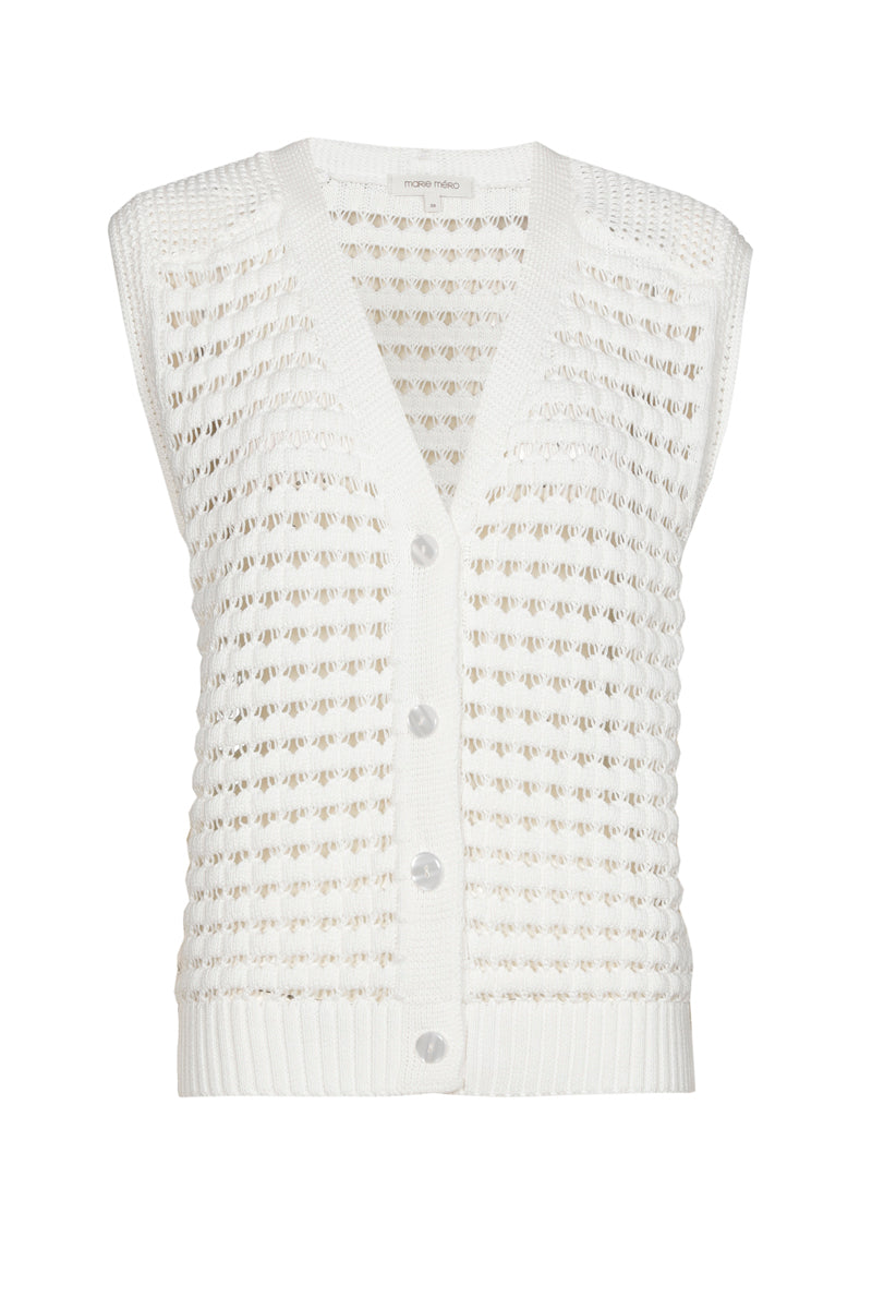 Crochet wit mouwloos cardigan