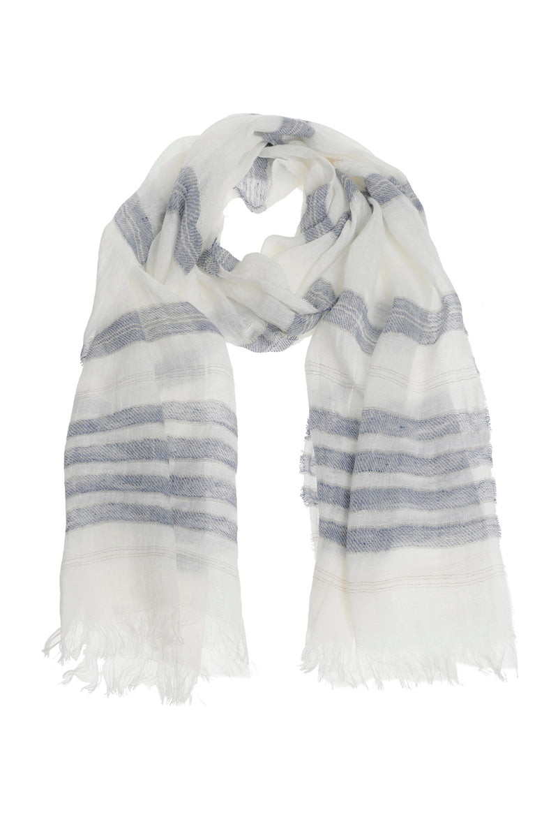 Bicolor blue-white linnen scarf