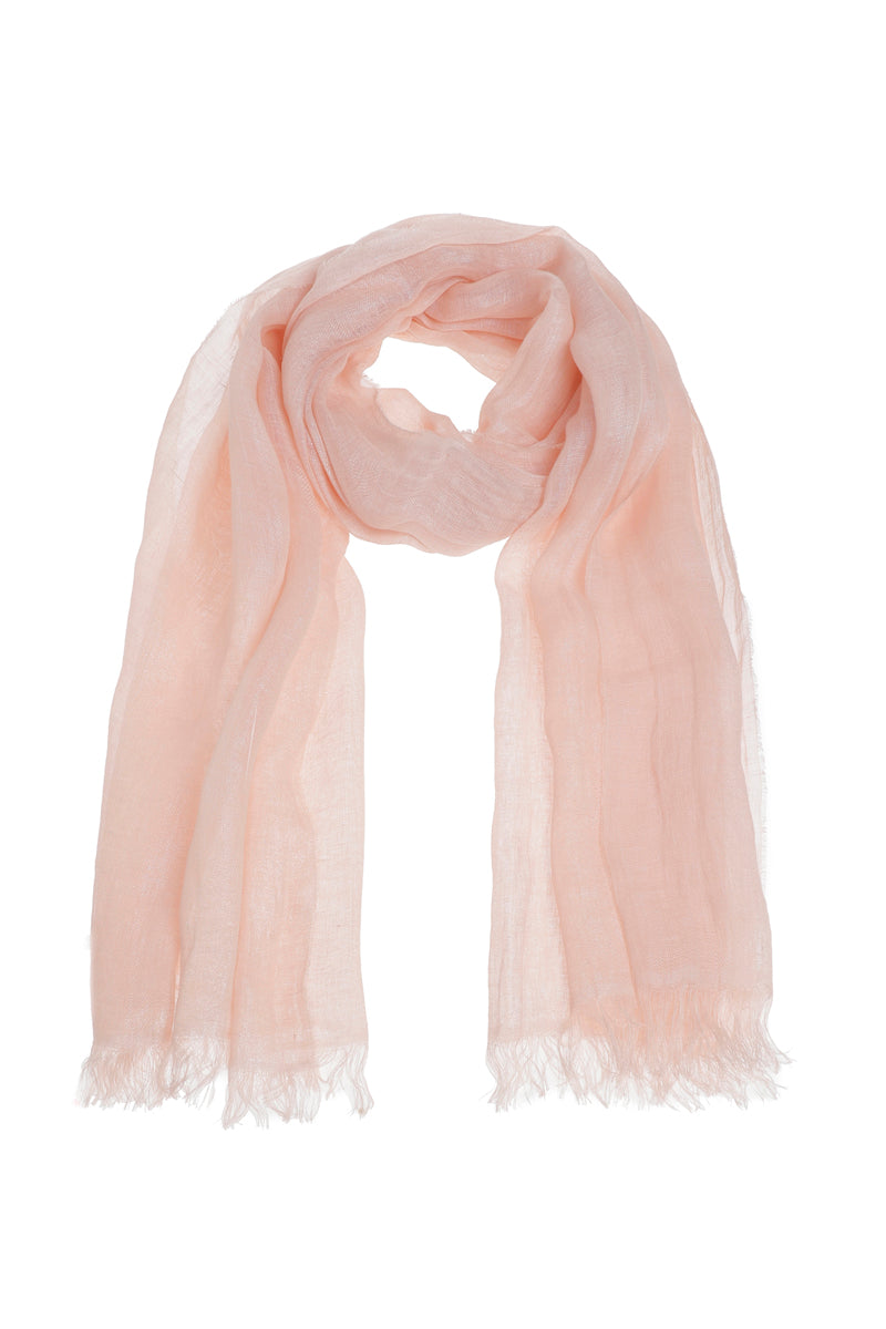 Zalmroze effen linnen sjaal