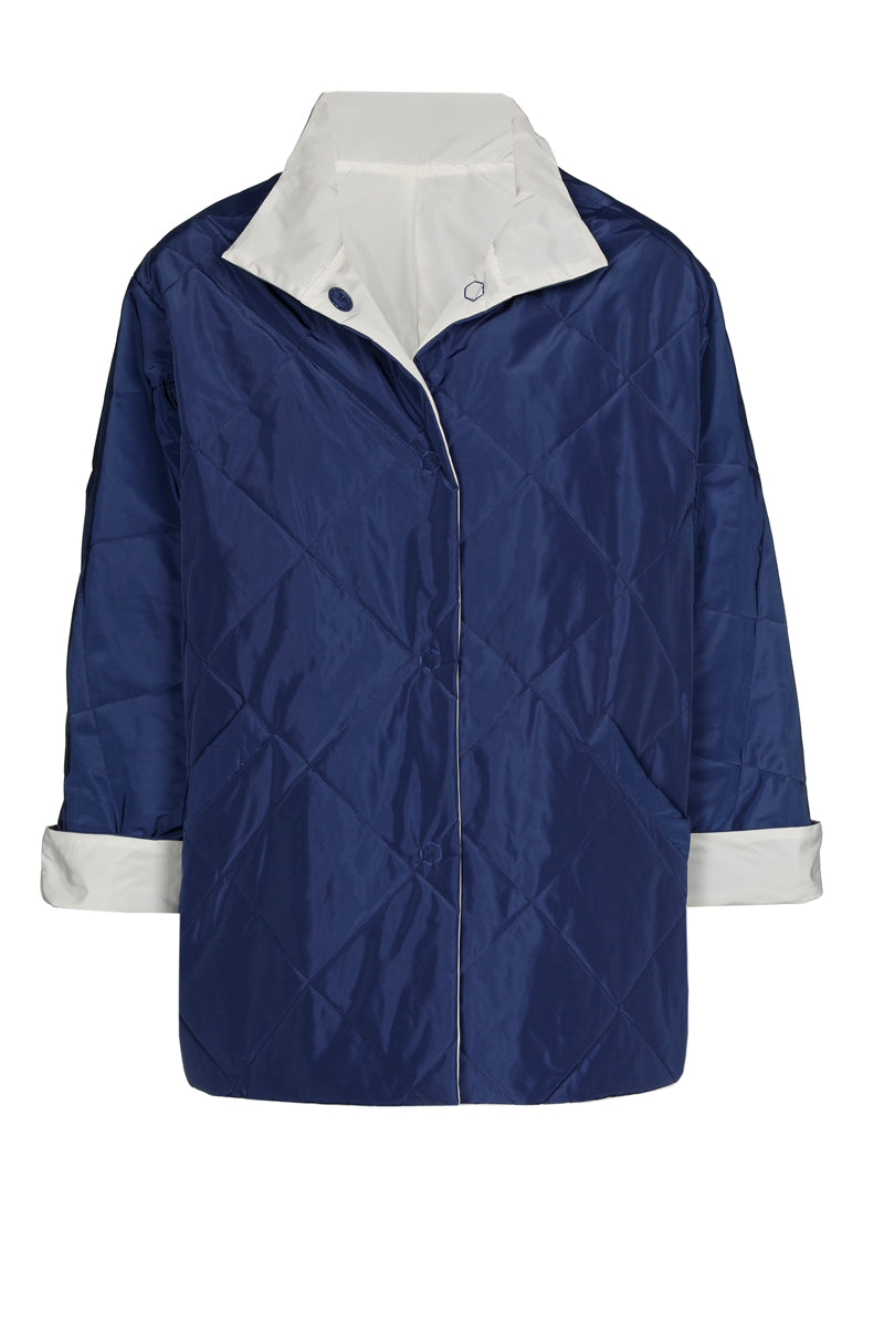 Veste réversible bleu marine et blanc