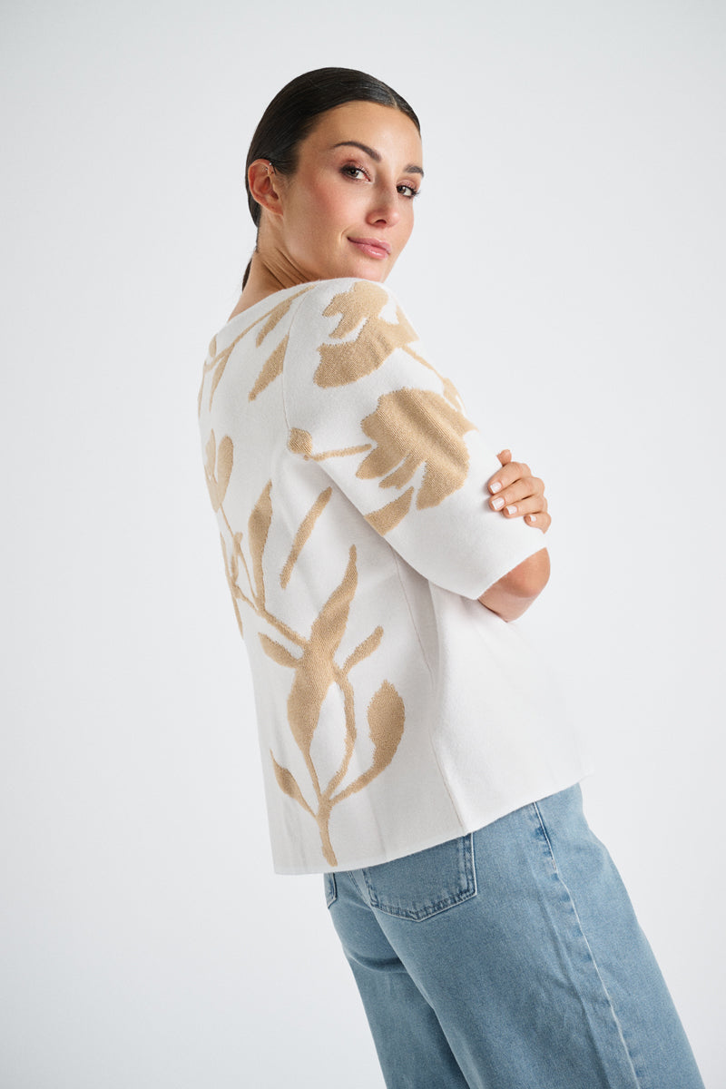 Sweat-shirt sable avec fleur imprimée