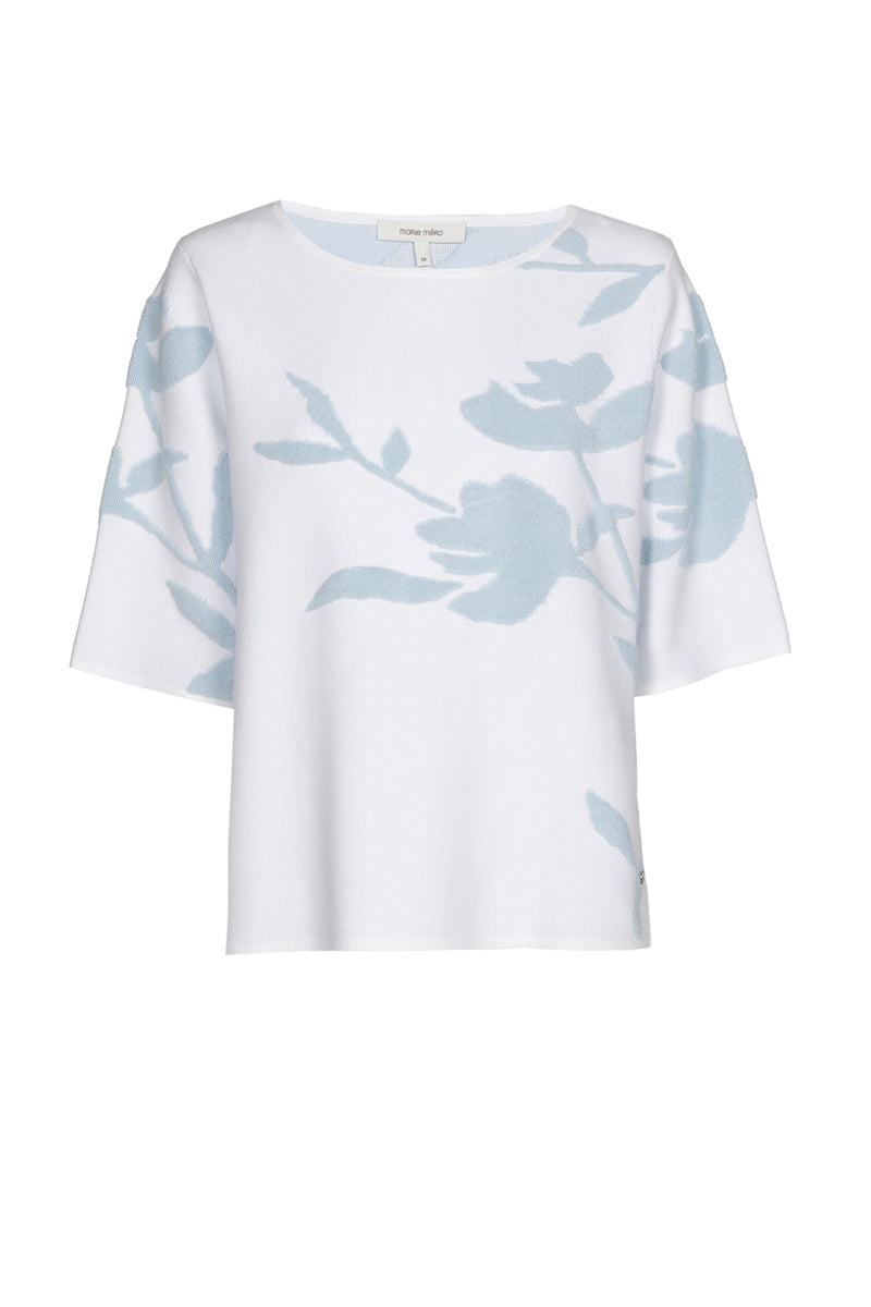 Sweater with terry flower print sky blue 