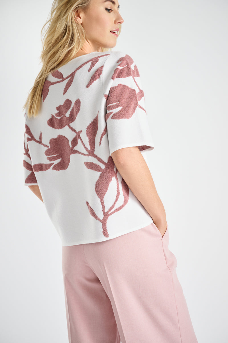 Sweater met oudroze terry bloemenprint