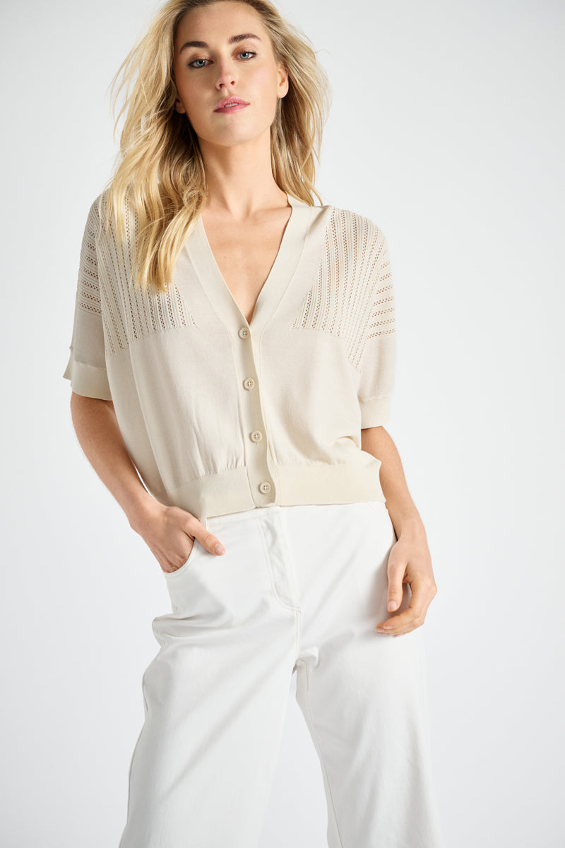 Cardigan à manches courtes avec détail ajouré