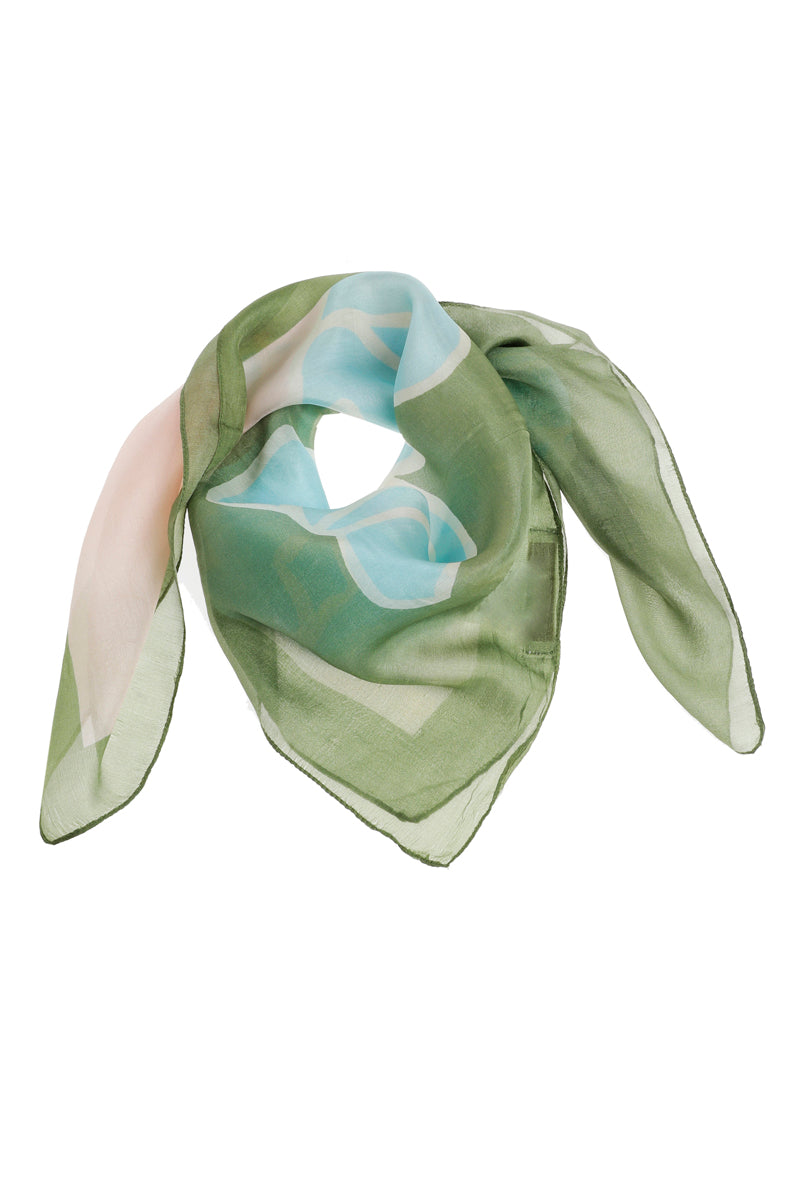 Multicolor zijden carré sjaal