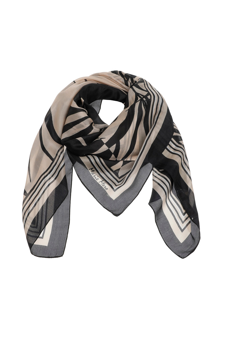 Foulard bicolore noir-beige carré en soie
