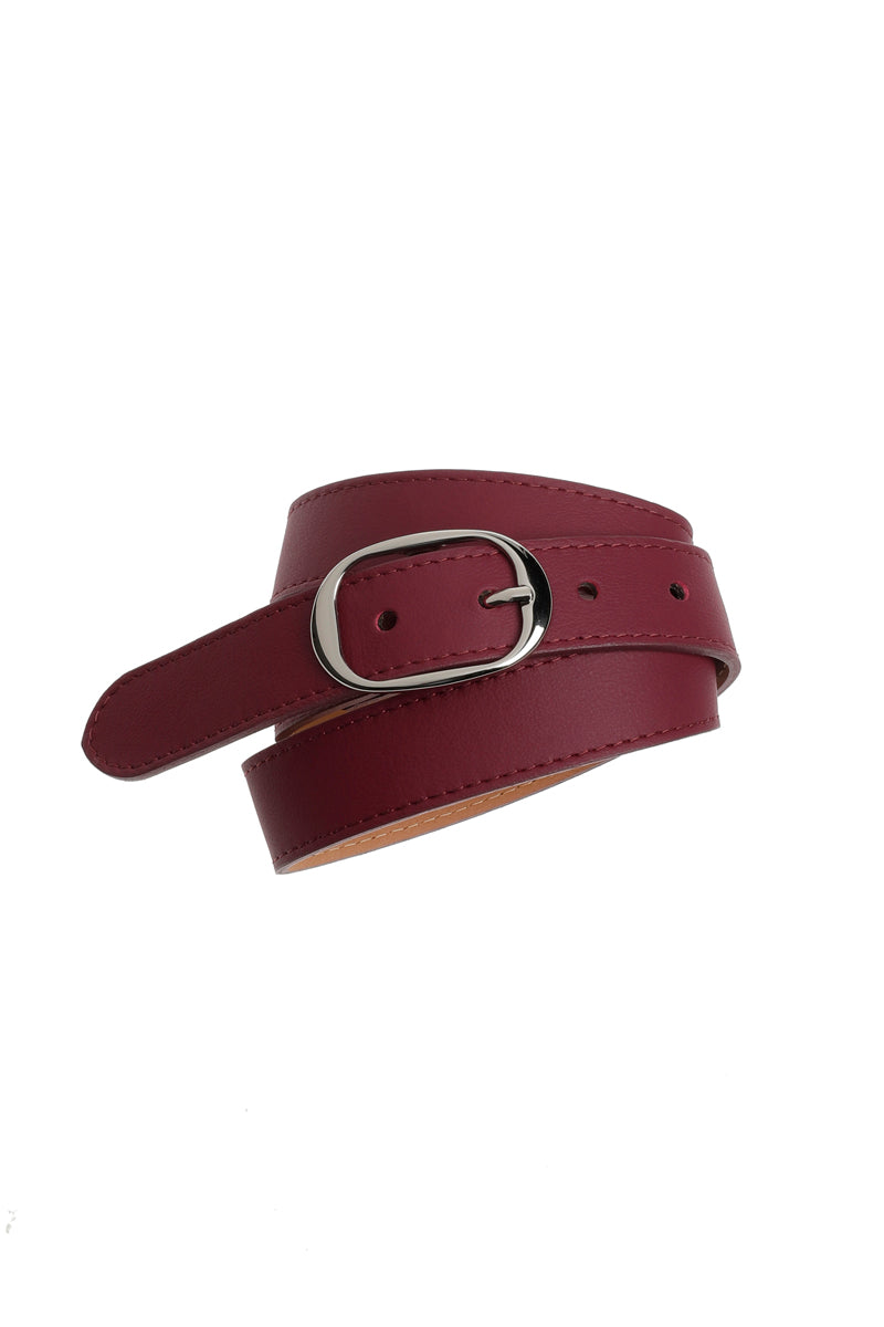 Plain bordeaux leather belt