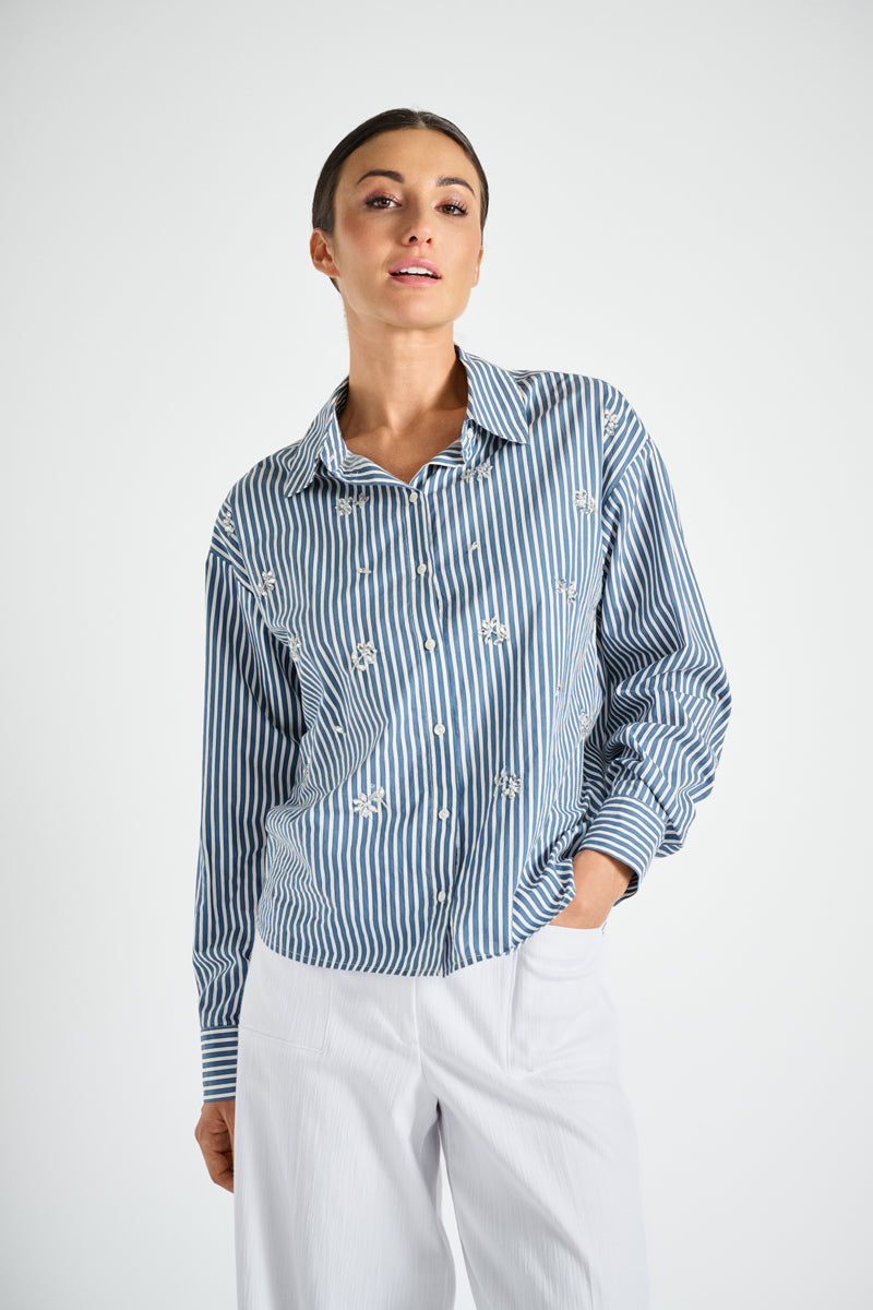 Chemisier rayé à paillettes
