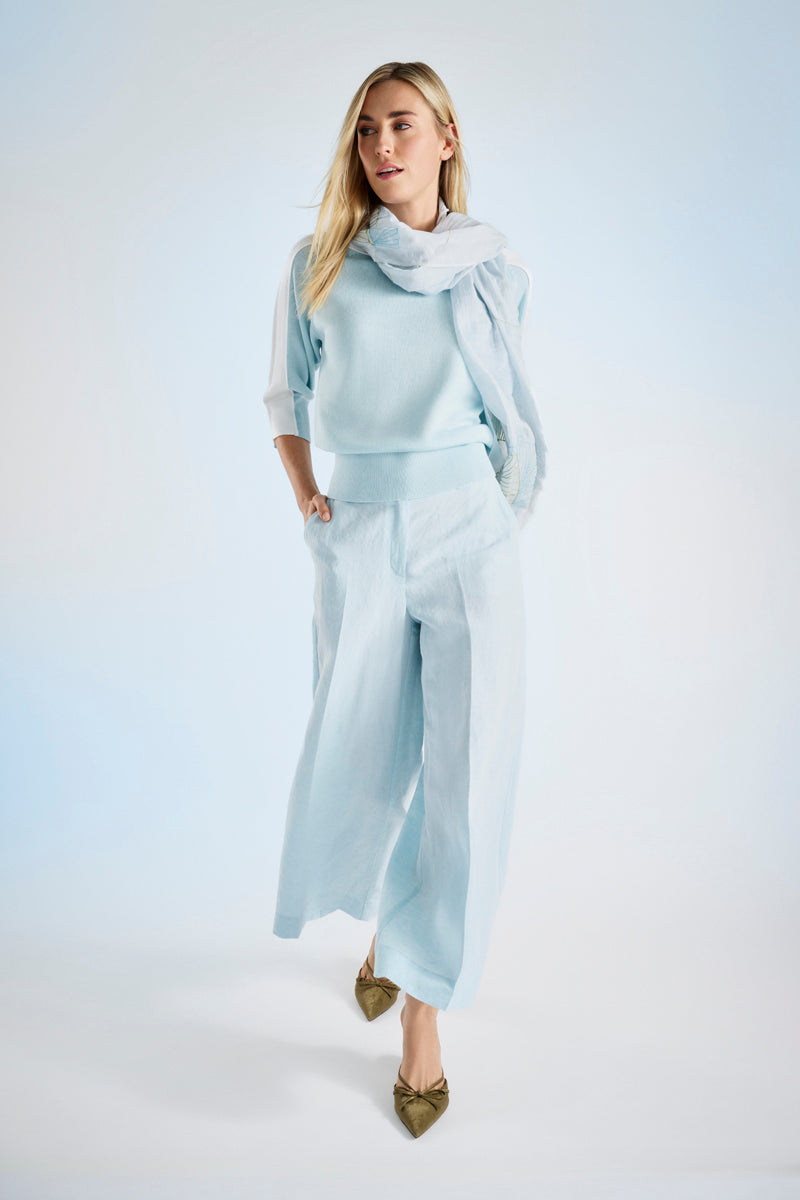 Lange sjaal met subtiel motief in katoen en zijde