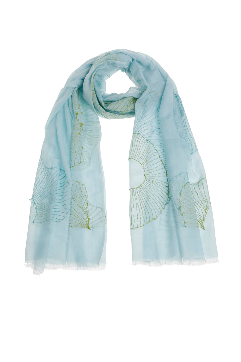 Lange sjaal met subtiel motief in katoen en zijde