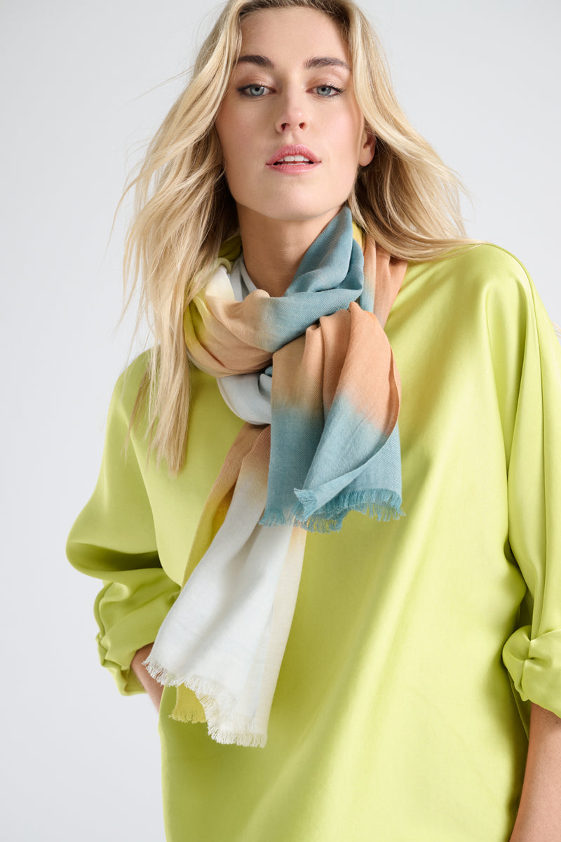 Lange multicolor katoenen dégradé sjaal