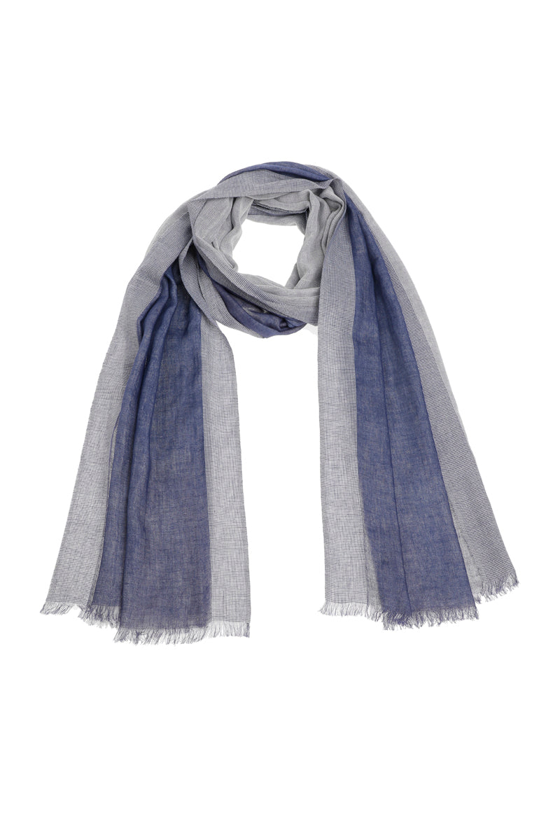 Long bicolor cotton-linnen scarf