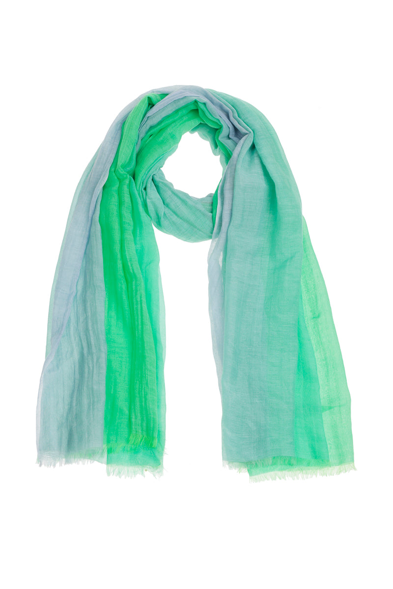 Long cotton-silk scarf in faded multiple colors