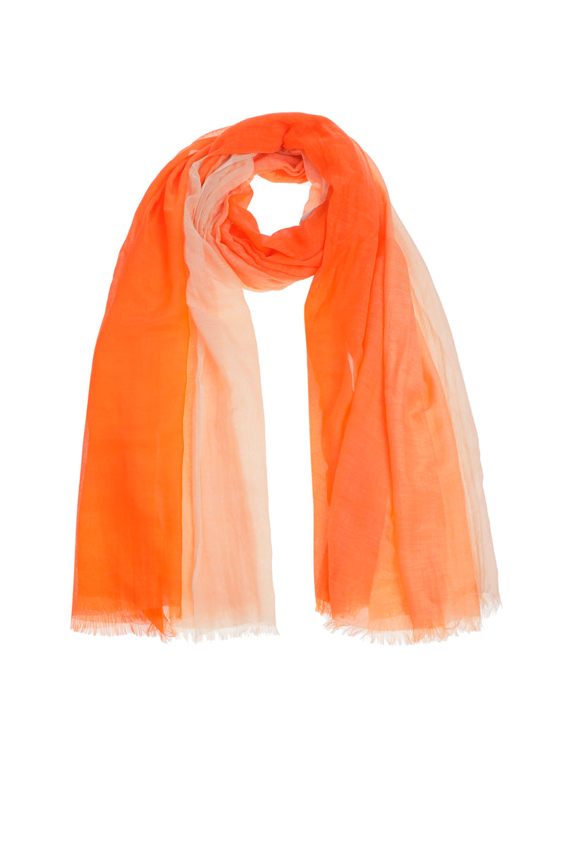 Long cotton-silk scarf in faded orange colors