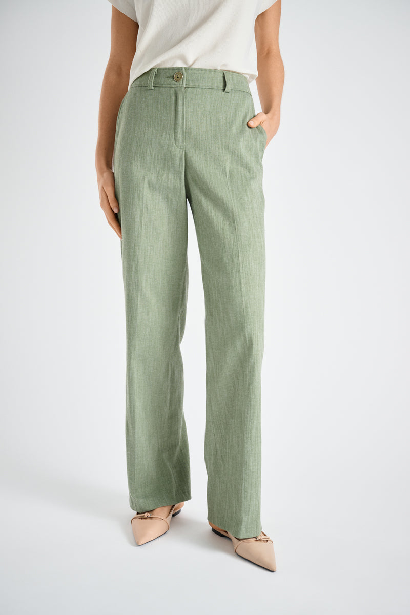 Straight green pants denimlook