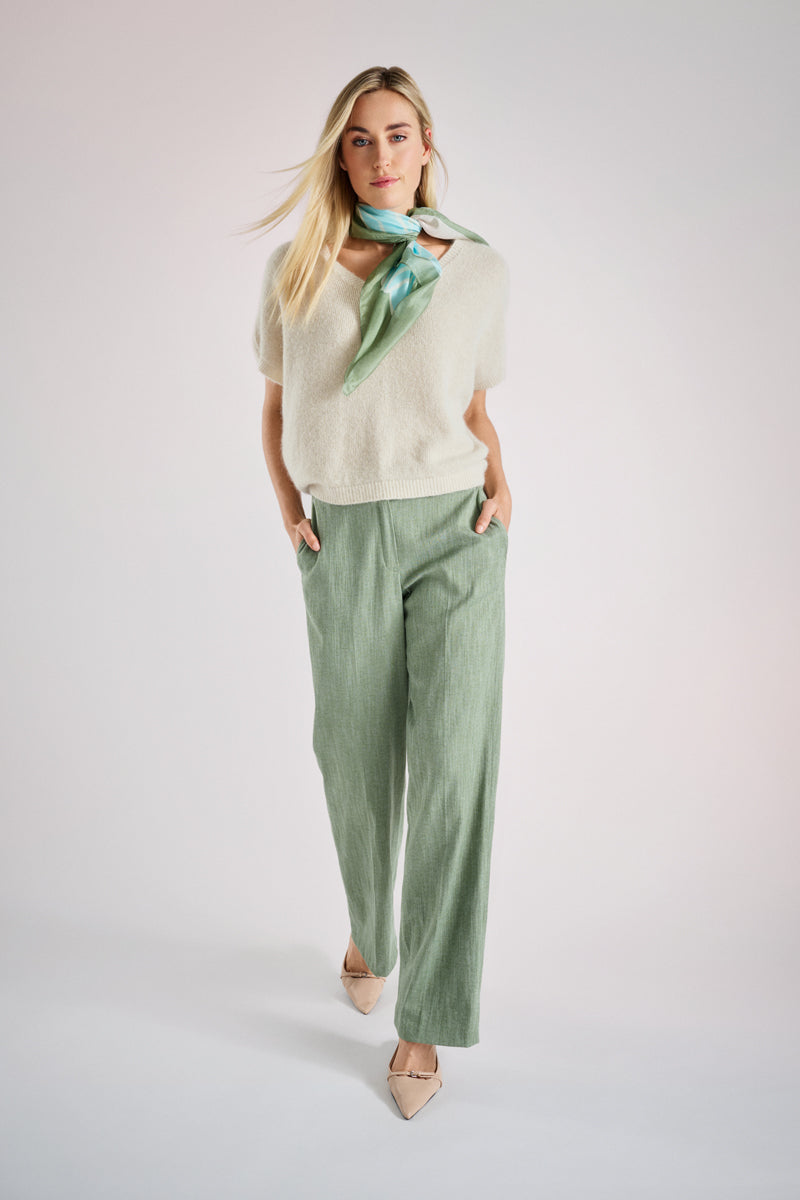 Straight green pants denimlook