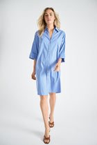 Blauwe katoenen hemdsjurk