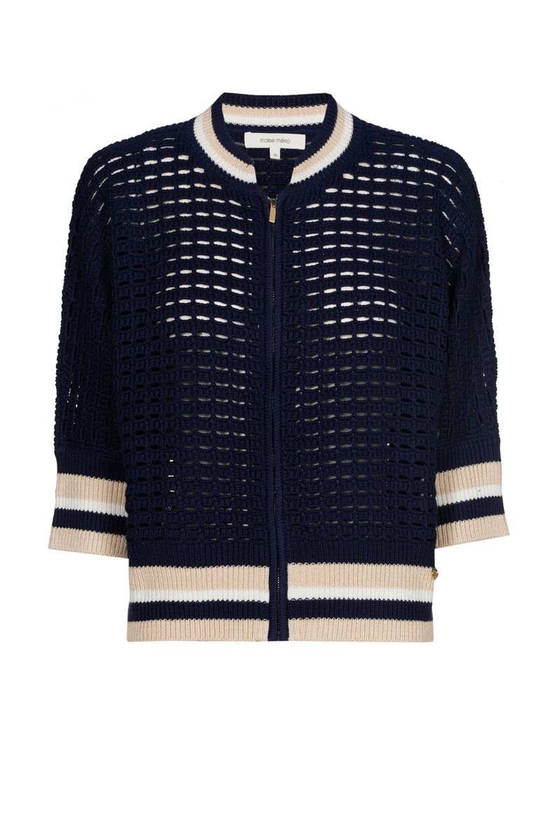 Gehaakte cardigan met contrastboorden
