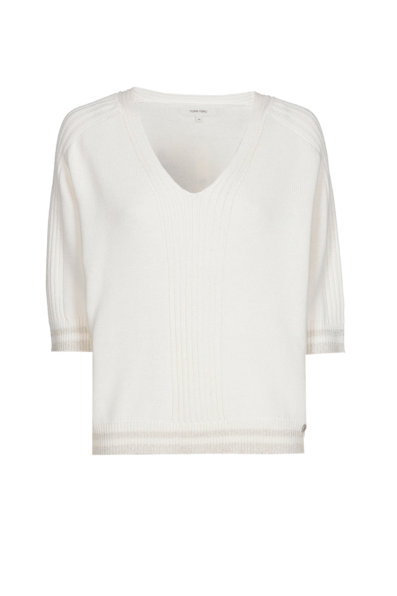 Ecru pull met V-hals