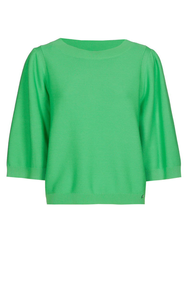 Pull vert à col rond et manche bouffante