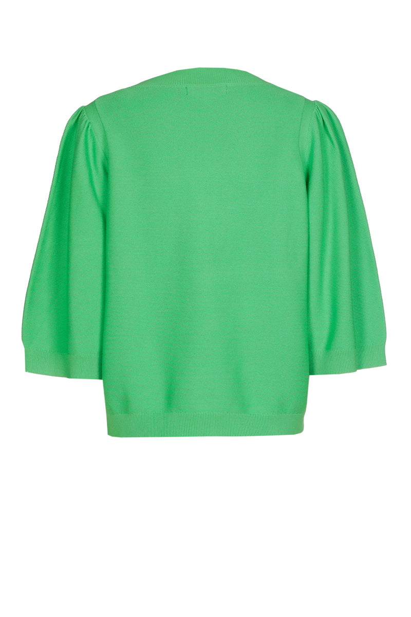 Pull vert à col rond et manche bouffante