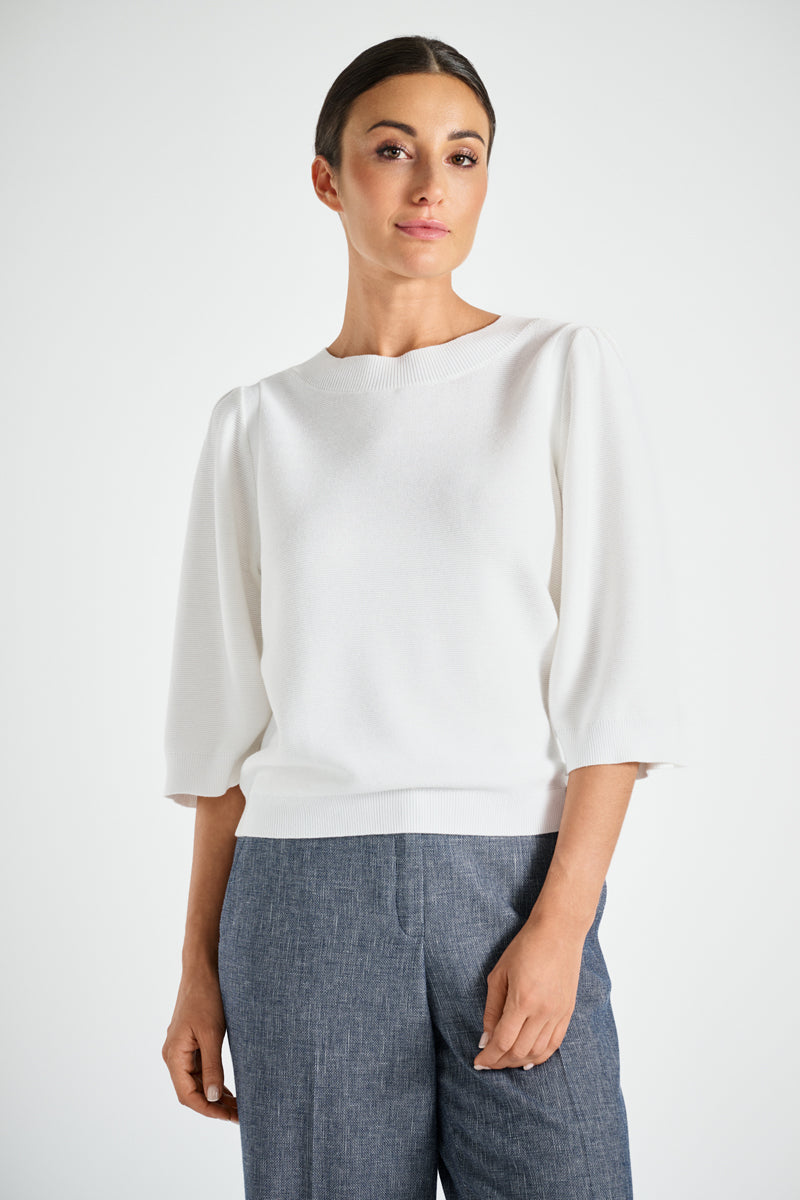 Pull à col rond blanc