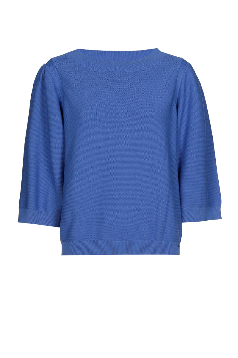 Blauwe trui met ronde hals