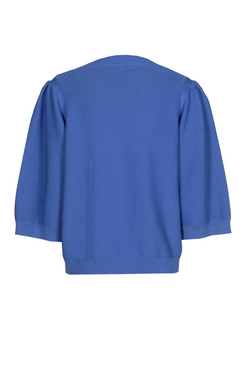 Blauwe trui met ronde hals