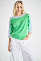 Bicolor trui in groen en blauw