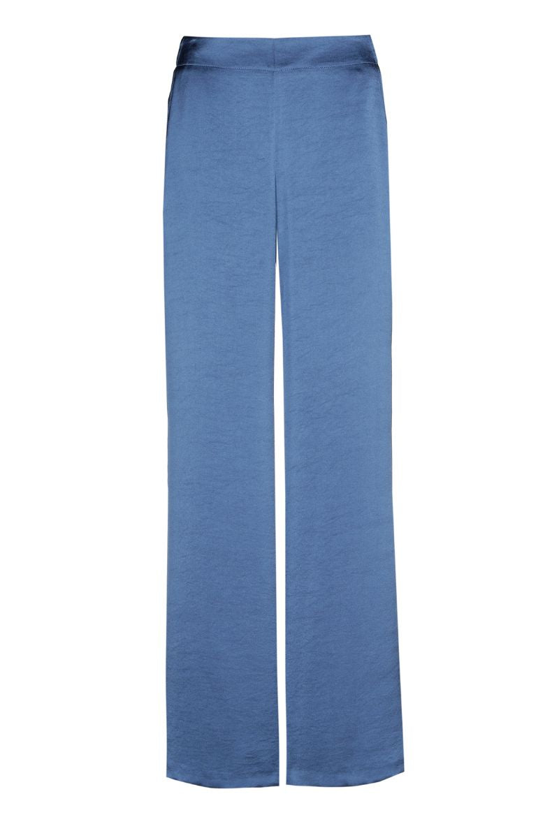 Blauwe broek in satijn