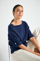 Rib trui in marineblauw