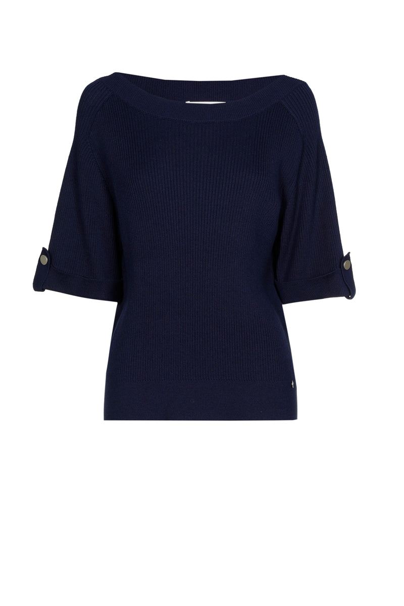 Rib trui in marineblauw