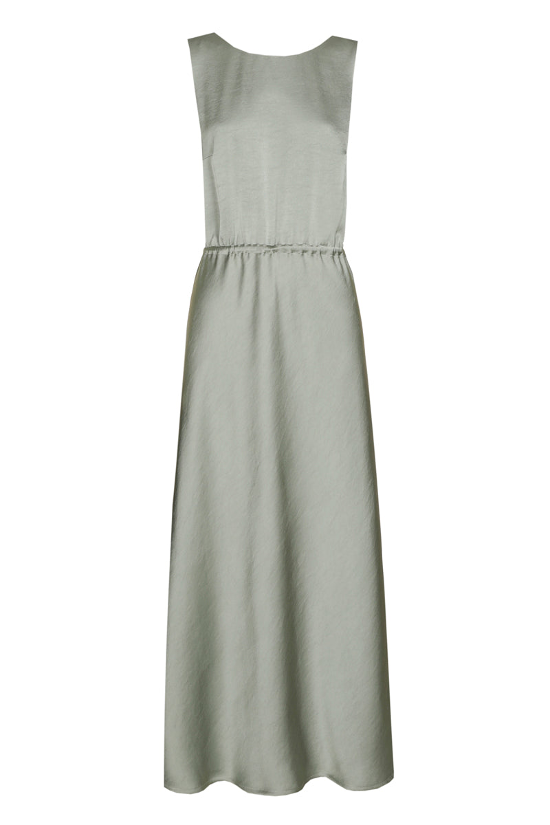 Robe longue élégante sans manches verte