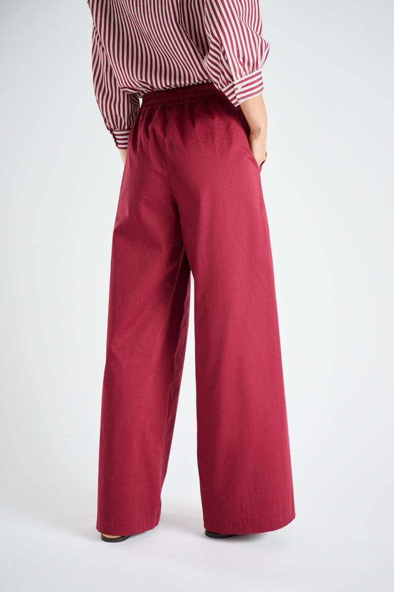 Wijde broek in bordeaux