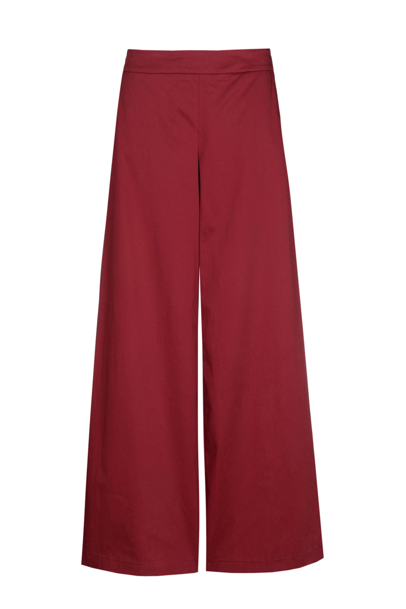 Wijde broek in bordeaux